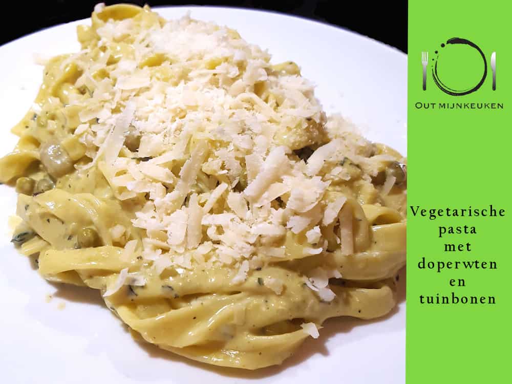 Recept Vegetarische pasta met doperwten en tuinbonen